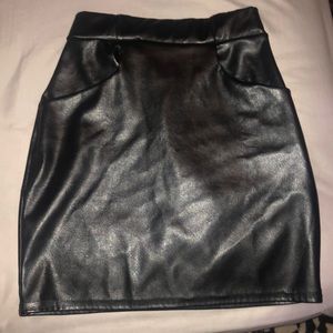 Black leather skirt